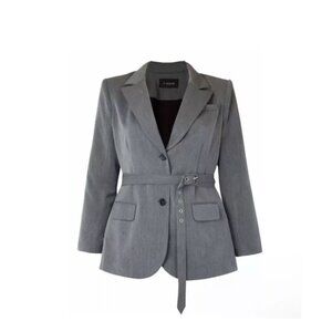 11 HONORÉ Marquitta Single Breasted Belted Lined Blazer Gray Sizes 20 NWT